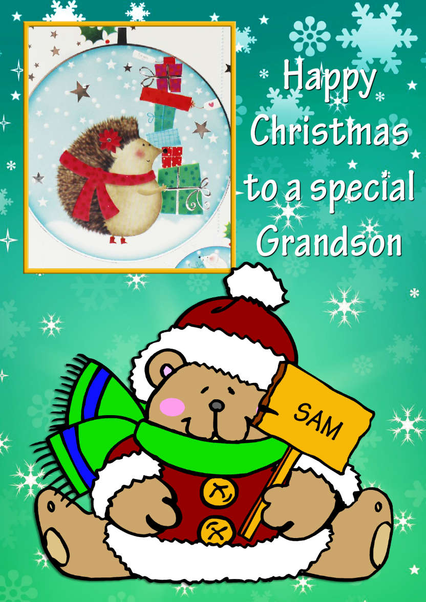 Teddy Bear Christmas Boy - card made with Crafty Bob's Card Creator