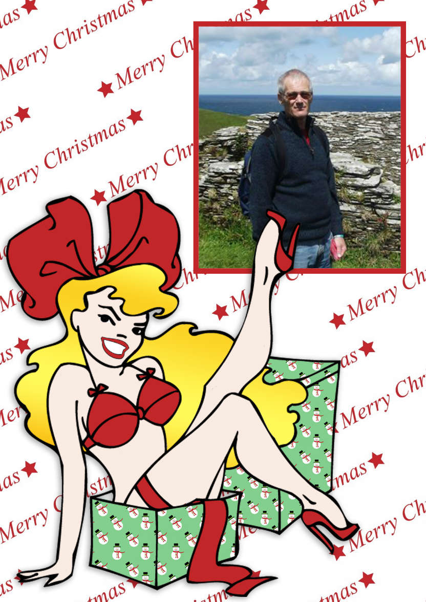 Sexy Cartoon Pin Up Christmas Aperture Card - card made with Crafty Bob's Card Creator