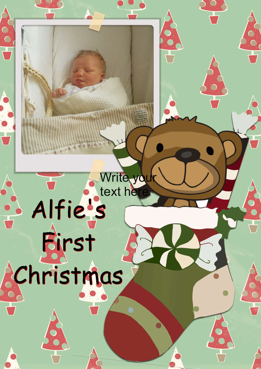 Baby's First Christmas Stocking - card made with Crafty Bob's Card Creator