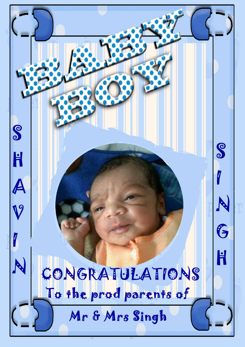 Baby Boy Celebrations - card made with Crafty Bob's Card Creator