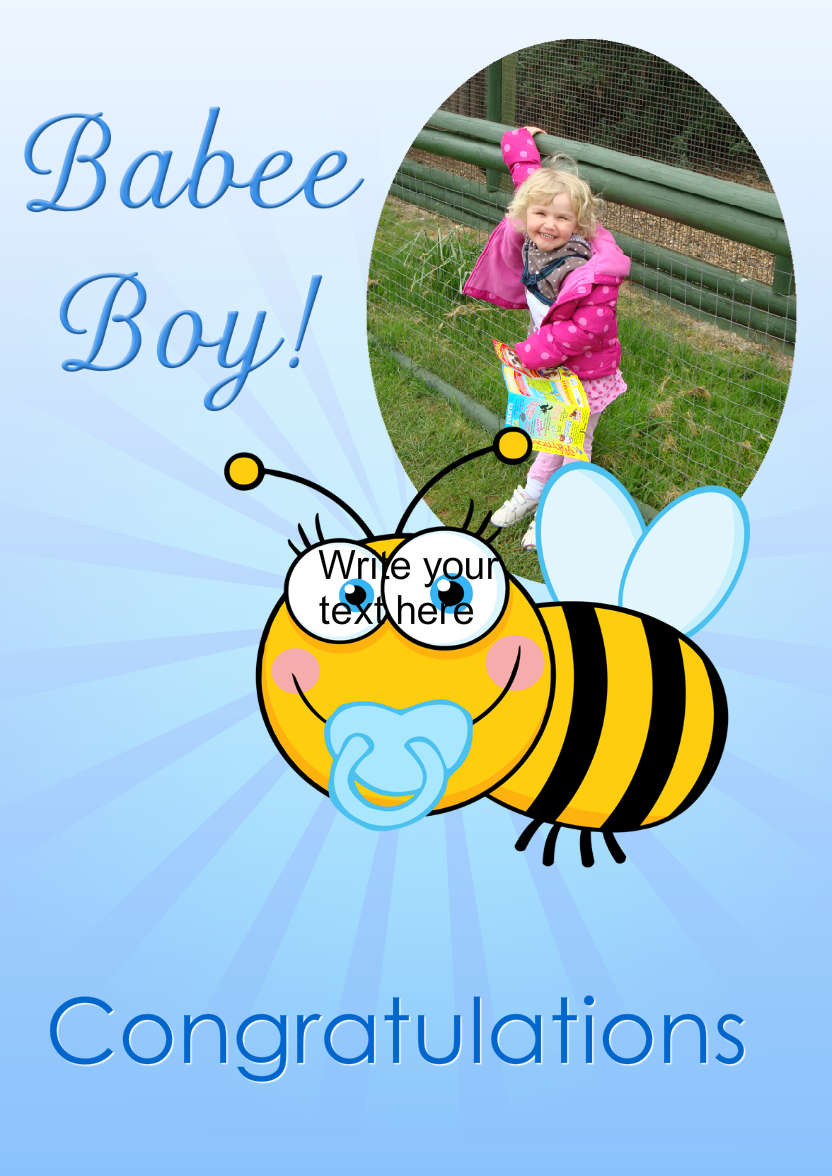 Babee Boy New Baby Card - card made with Crafty Bob's Card Creator
