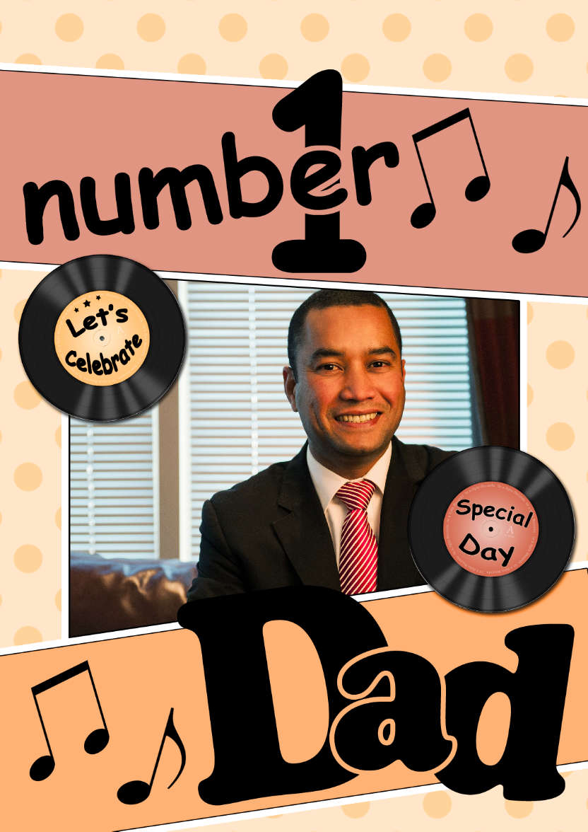 No 1 Dad Record Photo Upload Card - card made with Crafty Bob's Card Creator
