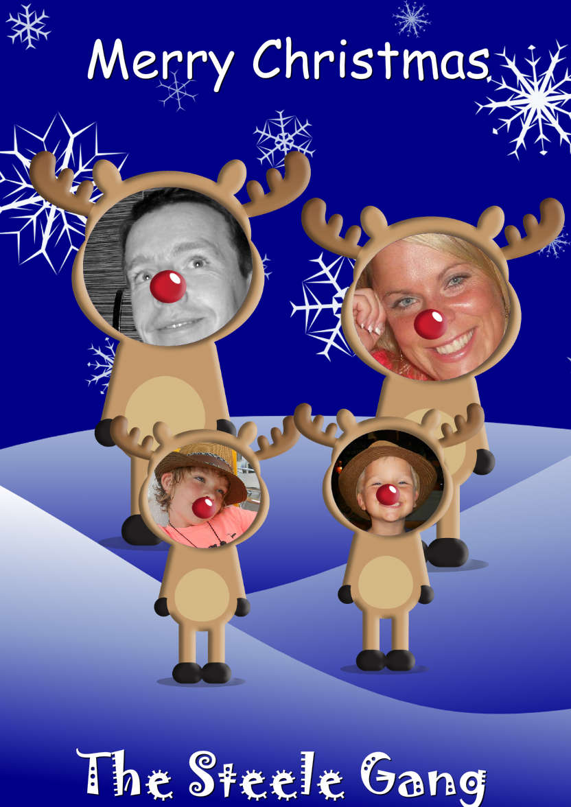 Reindeer Family Photo Card - card made with Crafty Bob's Card Creator