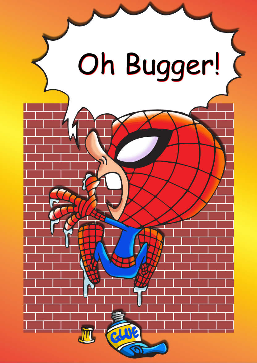 Spoof Spiderman Humorous Card - card made with Crafty Bob's Card Creator