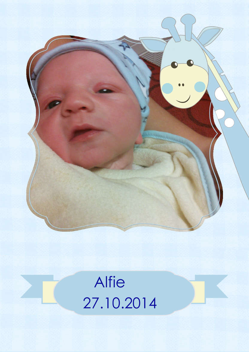 Baby Boy Giraffe Photo Card - card made with Crafty Bob's Card Creator