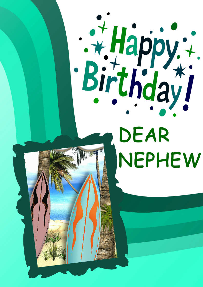 Green Birthday Wave Aperture Card Front - card made with Crafty Bob's Card Creator