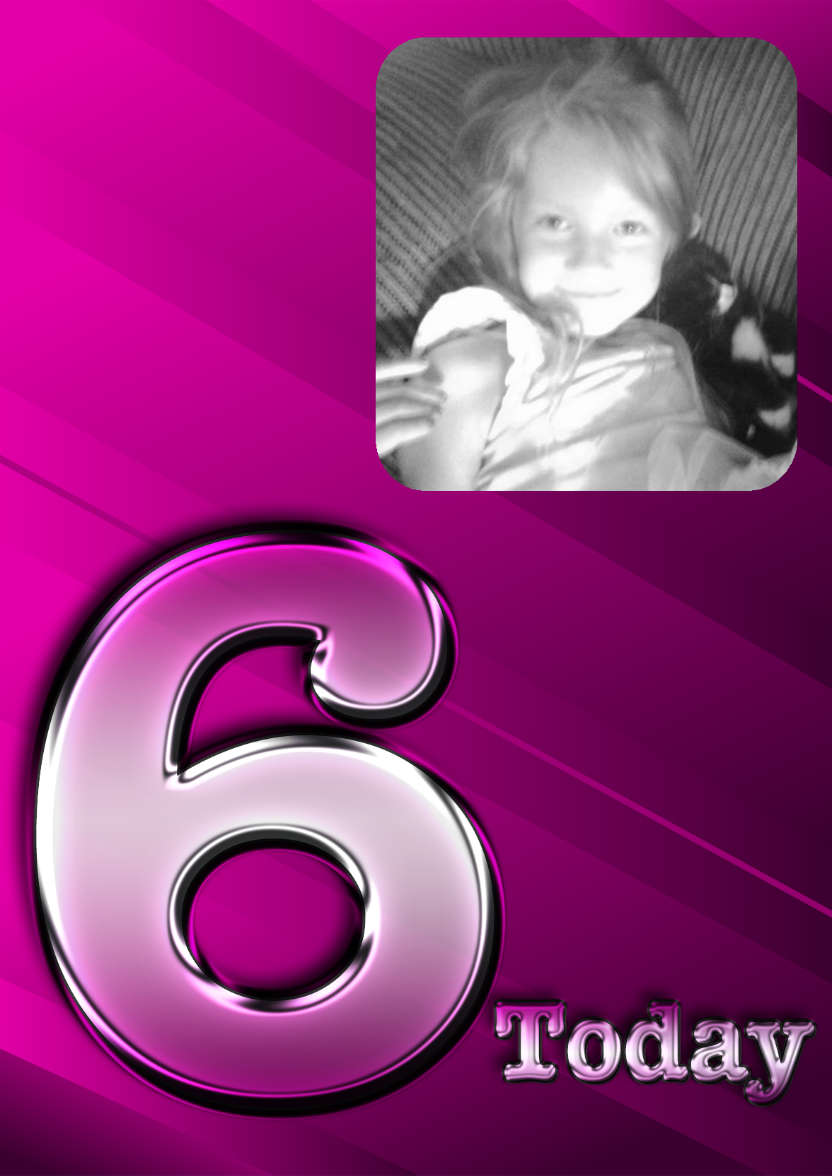 Metallic Age 6 Photo Card Pink - card made with Crafty Bob's Card Creator