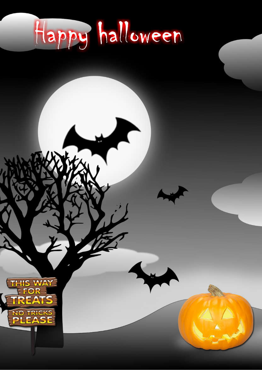 Trick or Treat Halloween Card/invitation - card made with Crafty Bob's Card Creator