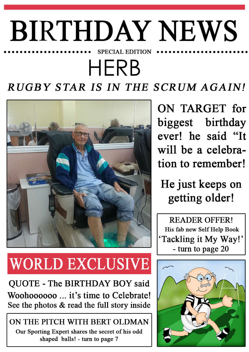 Rugby News Birthday Photo Upload Card - card made with Crafty Bob's Card Creator