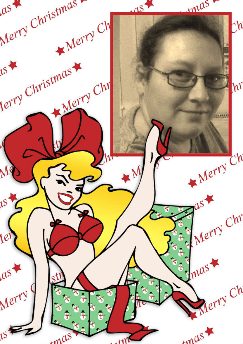Sexy Cartoon Pin Up Christmas Aperture Card - card made with Crafty Bob's Card Creator