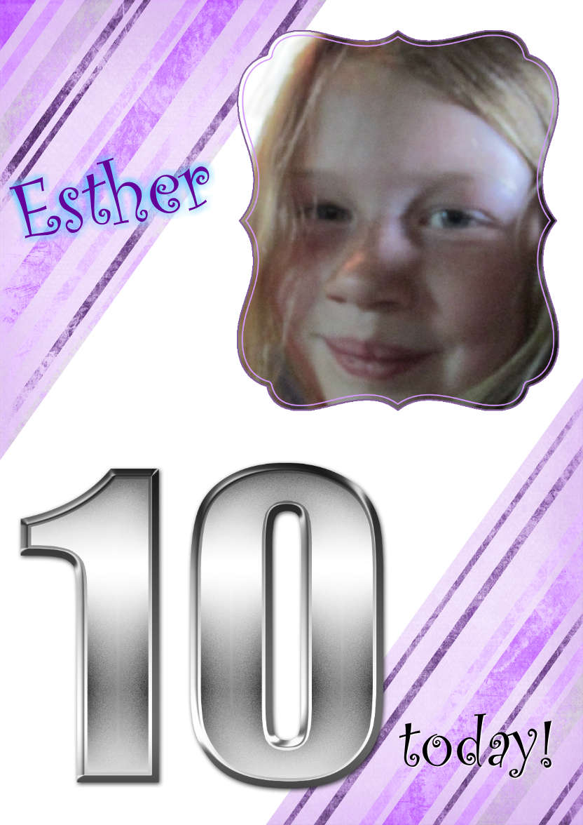 Grunge Stripes Age 10 Birthday Girl - card made with Crafty Bob's Card Creator