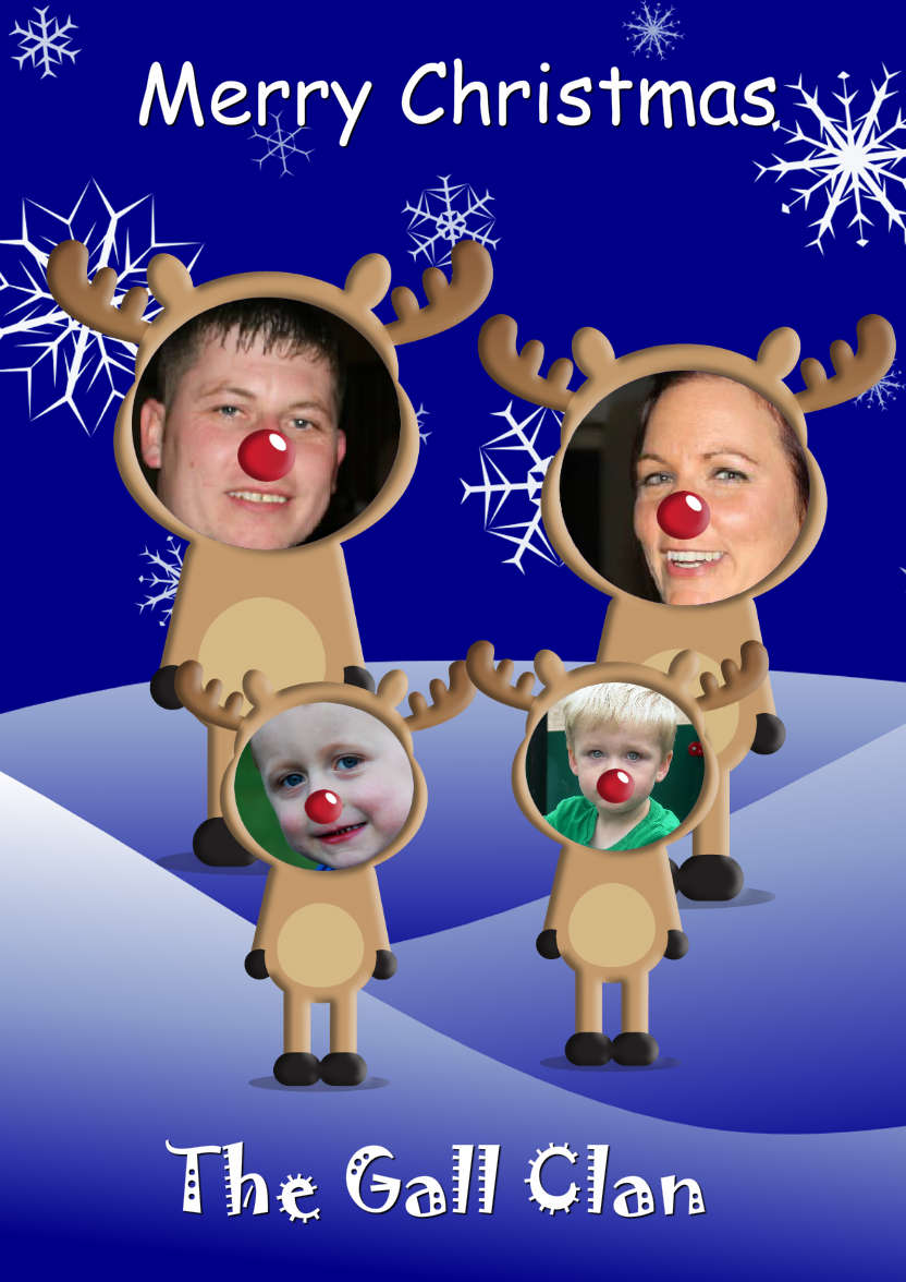 Reindeer Family Photo Card - card made with Crafty Bob's Card Creator