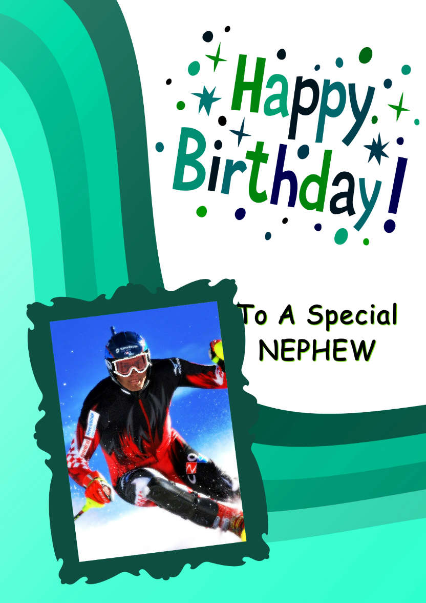 Green Birthday Wave Aperture Card Front - card made with Crafty Bob's Card Creator