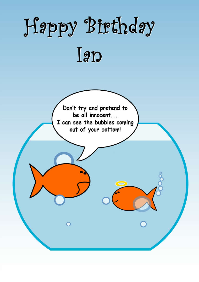 Naughty Goldfish Humorous Card - card made with Crafty Bob's Card Creator