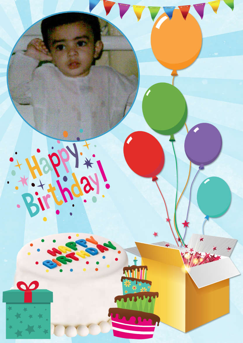 Birthday Surprise Photo Card - card made with Crafty Bob's Card Creator