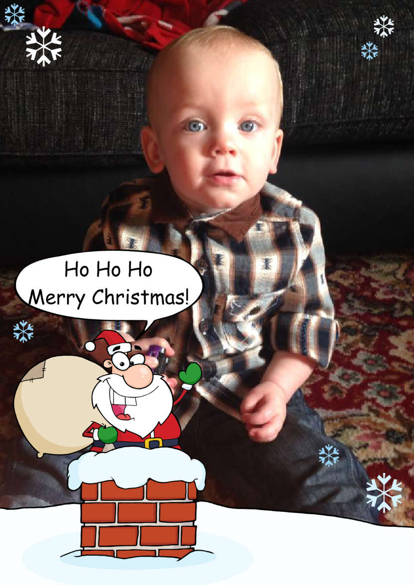 Santa Down the Chimney Photo Card - card made with Crafty Bob's Card Creator