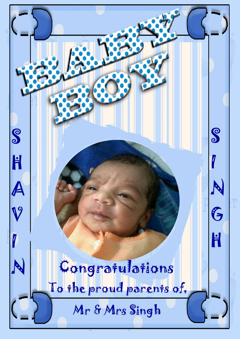 Baby Boy Celebrations - card made with Crafty Bob's Card Creator