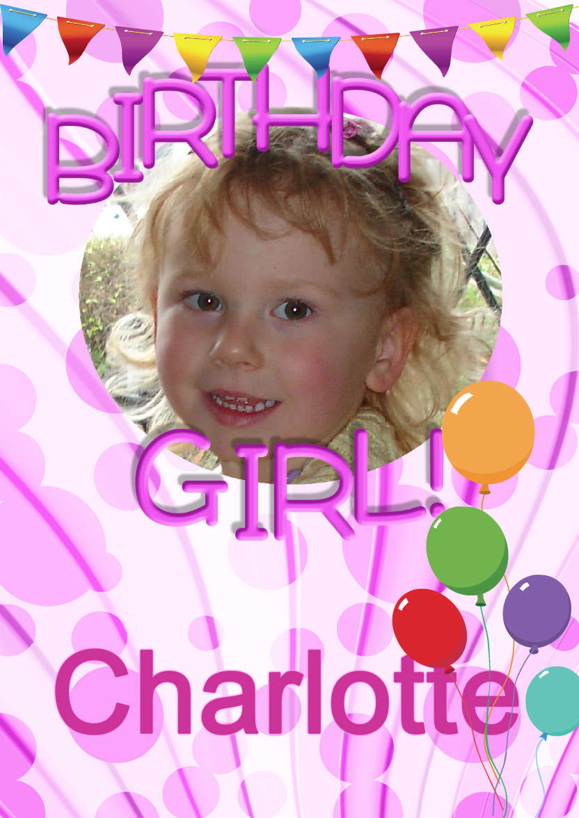 Birthday Girl Aperture Frame Card - card made with Crafty Bob's Card Creator