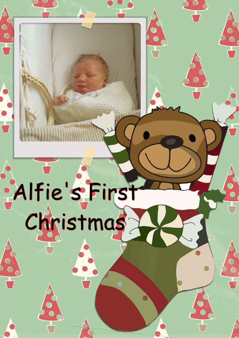 Baby's First Christmas Stocking - card made with Crafty Bob's Card Creator