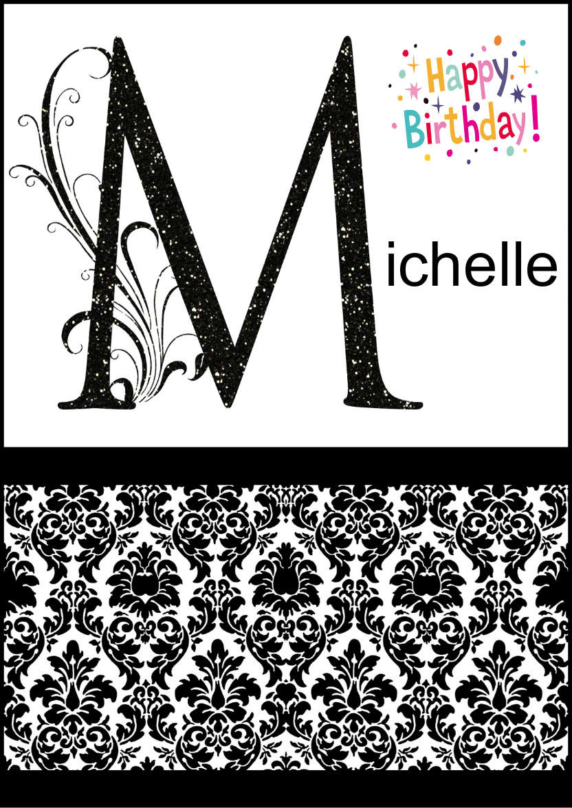 Damask Monogram Letter m Card - card made with Crafty Bob's Card Creator