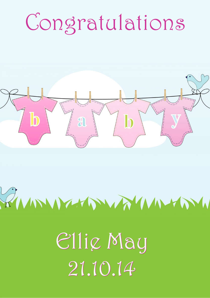 Washing Line New Baby Girl - card made with Crafty Bob's Card Creator