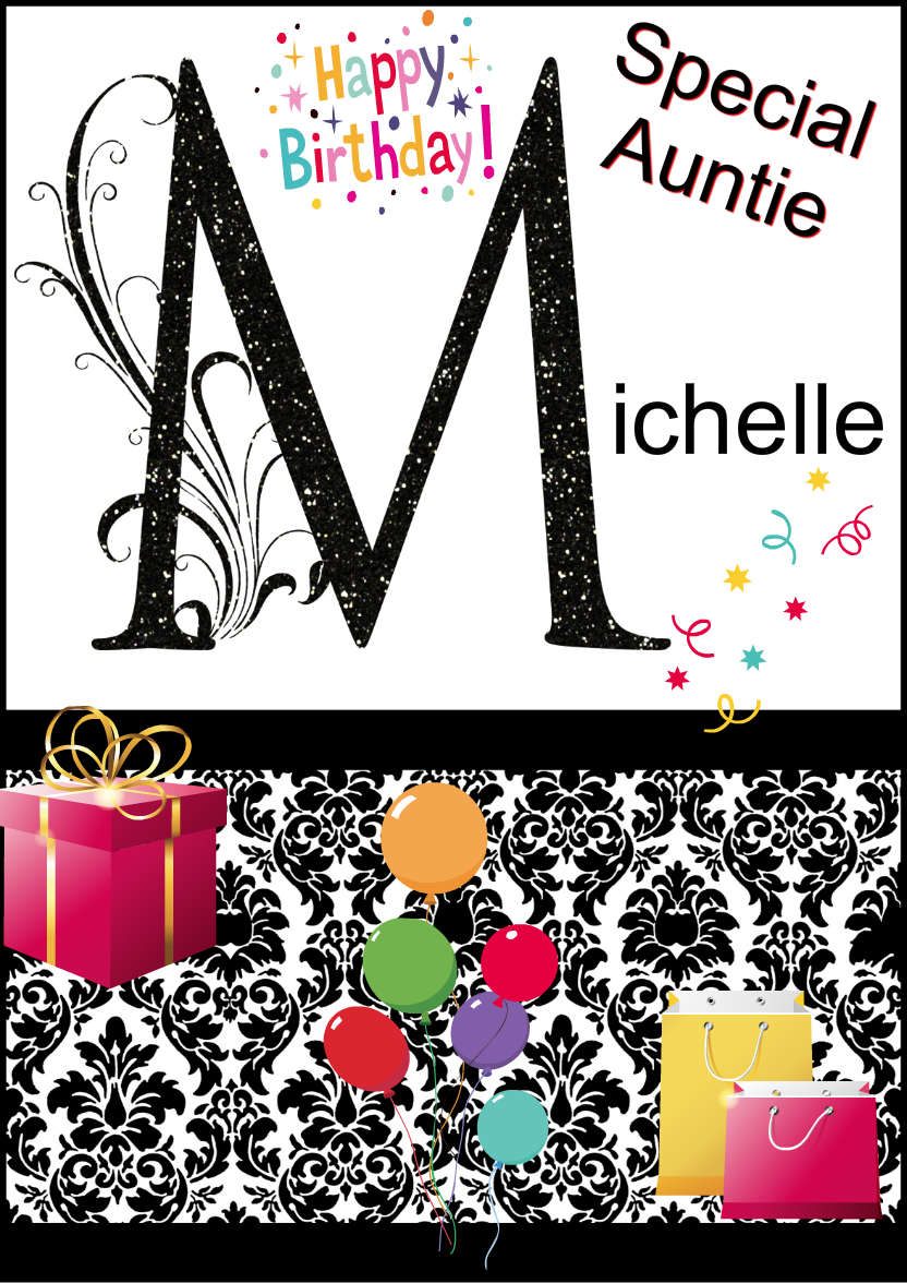 Damask Monogram Letter m Card - card made with Crafty Bob's Card Creator