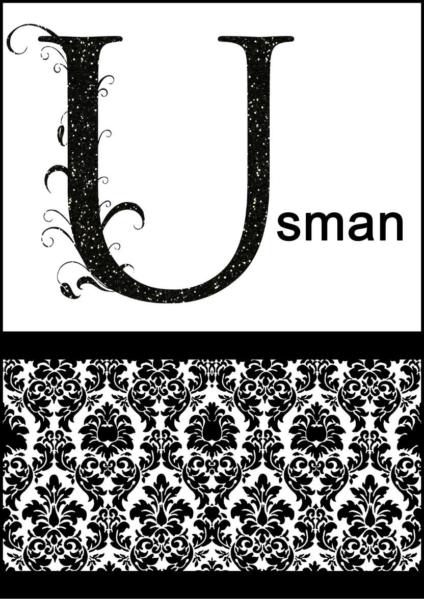 Damask Monogram Letter U Card - card made with Crafty Bob's Card Creator