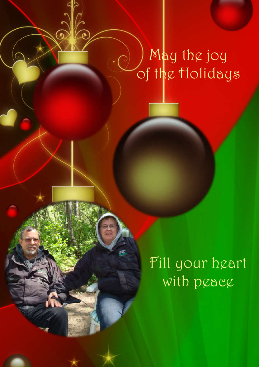 Red and Green Vintage Ornament Christmas Photo Card - card made with Crafty Bob's Card Creator