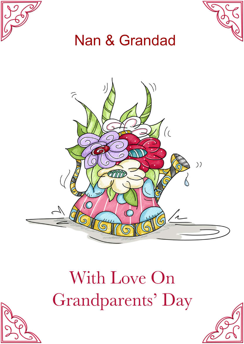 Fancy Watering Can Grandparents Day Card - card made with Crafty Bob's Card Creator