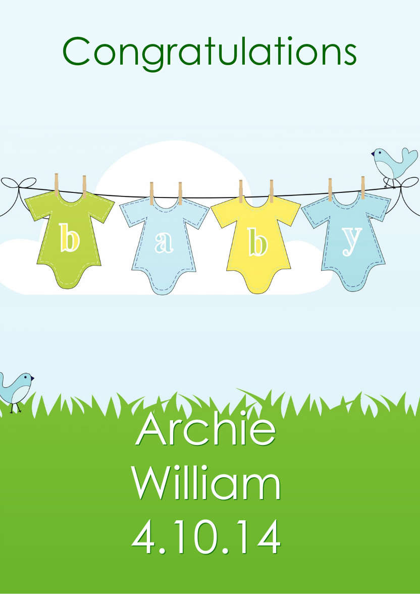 Washing Line New Baby Boy - card made with Crafty Bob's Card Creator