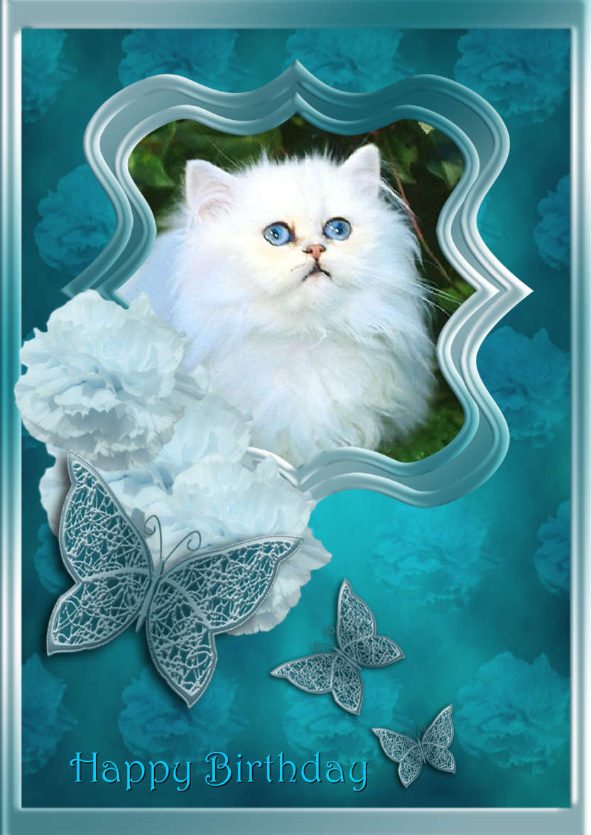 Teal Carnations and Butterflies - card made with Crafty Bob's Card Creator
