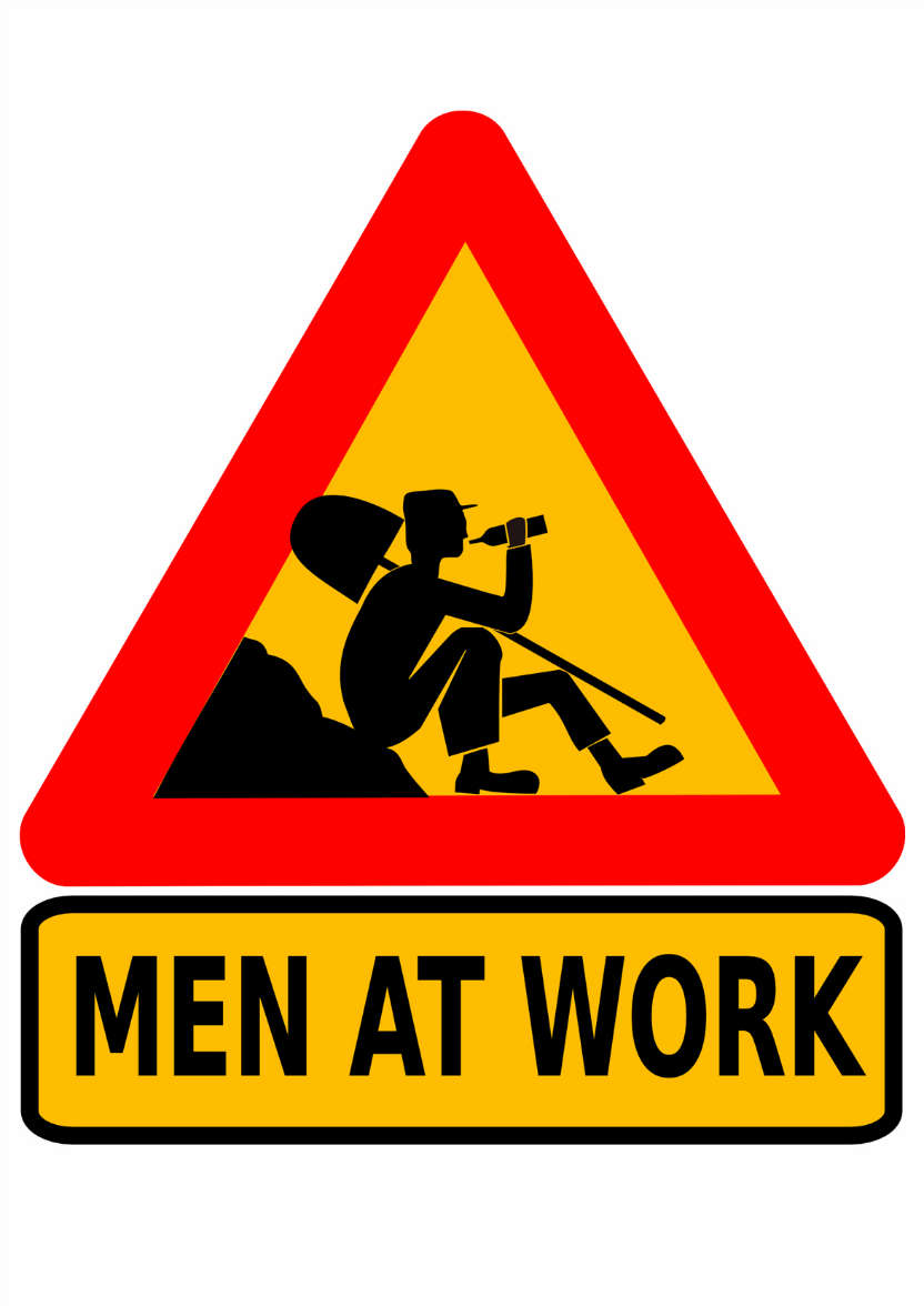 Men at Work Humorous Card Front - card made with Crafty Bob's Card Creator