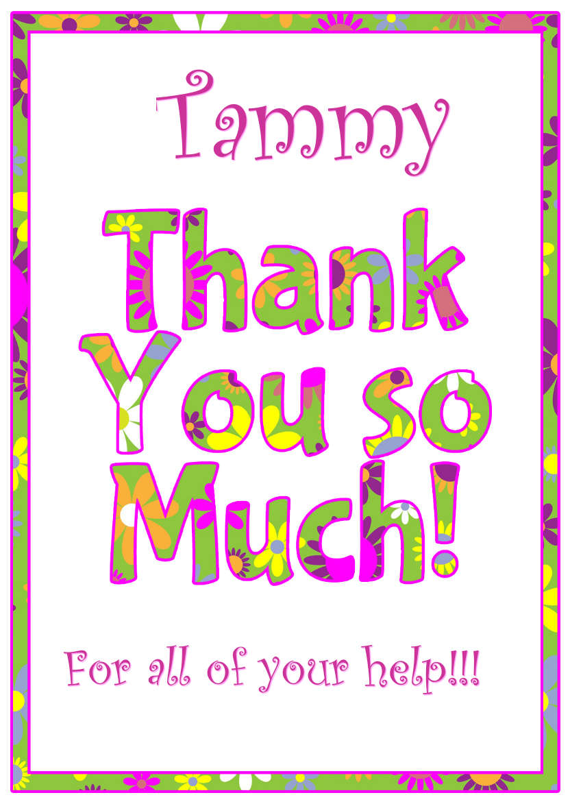 Thank You Floral Word Art Card Front - card made with Crafty Bob's Card Creator