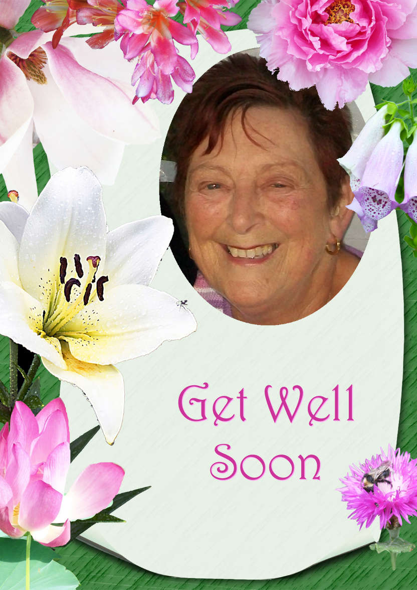 Floral Frame Get Well Soon Photo Card - card made with Crafty Bob's Card Creator