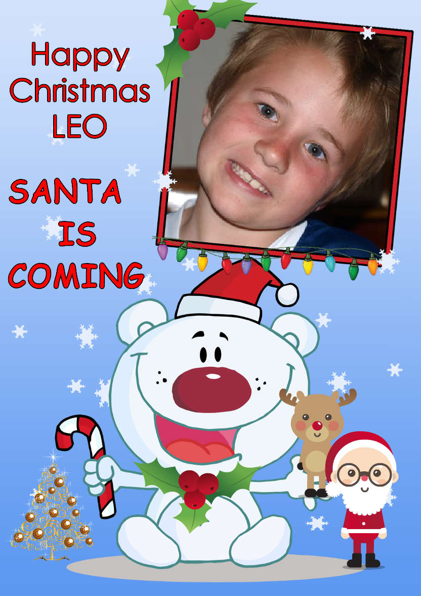 Christmas Carotton Polar Bear Photo Card - card made with Crafty Bob's Card Creator