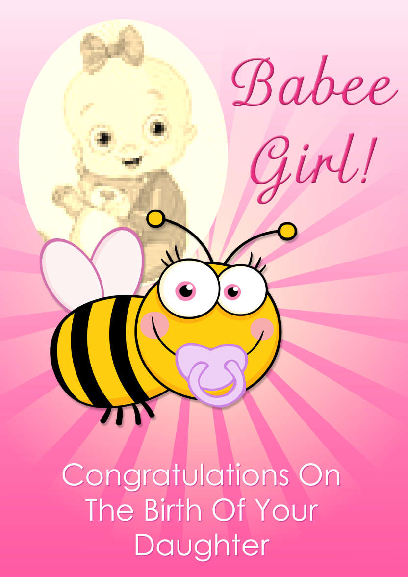 Babee Girl New Baby Card - card made with Crafty Bob's Card Creator