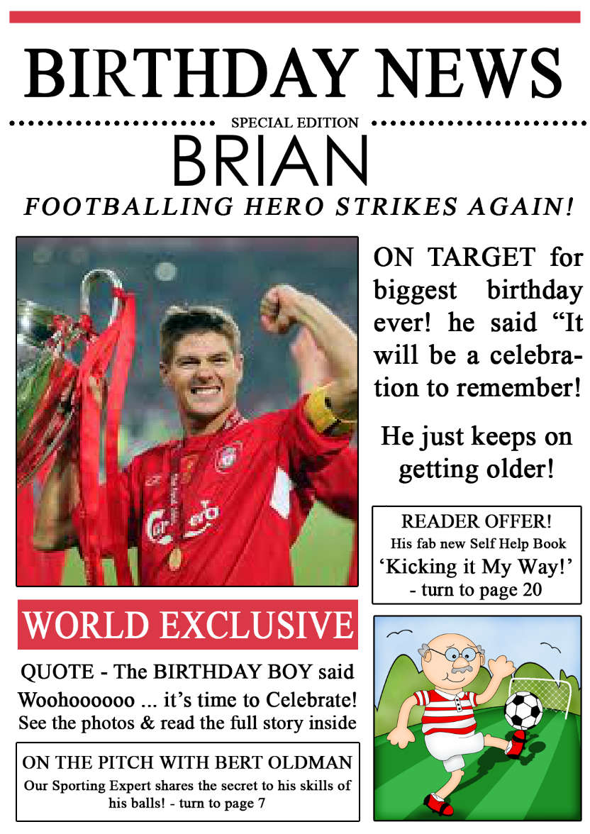 Football News Birthday Photo Upload Card - card made with Crafty Bob's Card Creator