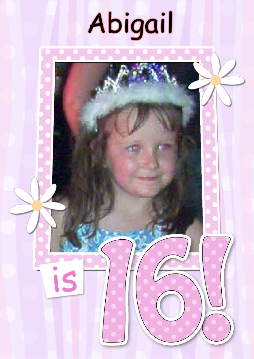 16th Birthday Stripes & Flowers Photo Upload Card - card made with Crafty Bob's Card Creator