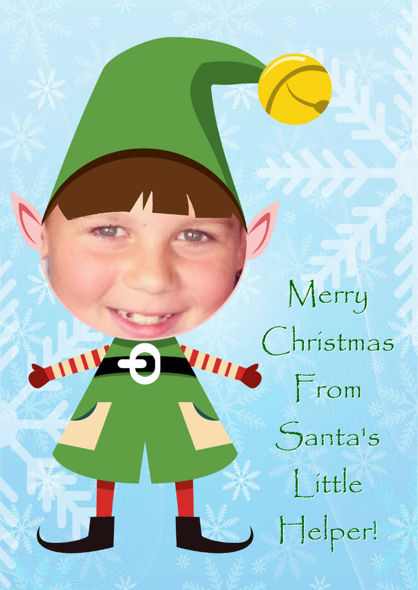 Elf Face Photo Card - card made with Crafty Bob's Card Creator