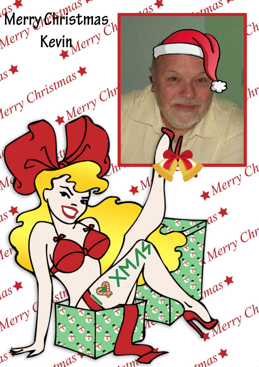 Sexy Cartoon Pin Up Christmas Aperture Card - card made with Crafty Bob's Card Creator