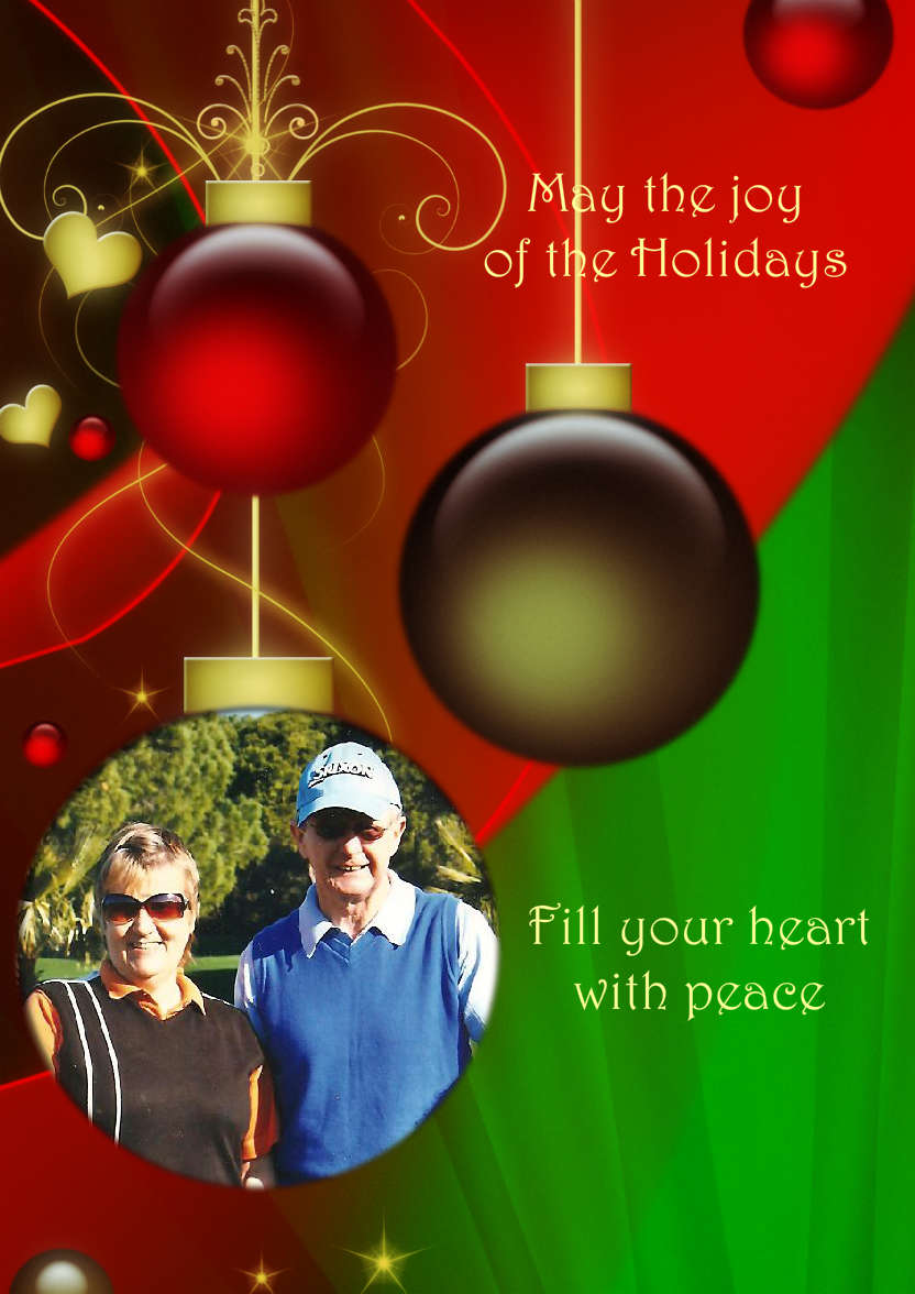 Red and Green Vintage Ornament Christmas Photo Card - card made with Crafty Bob's Card Creator