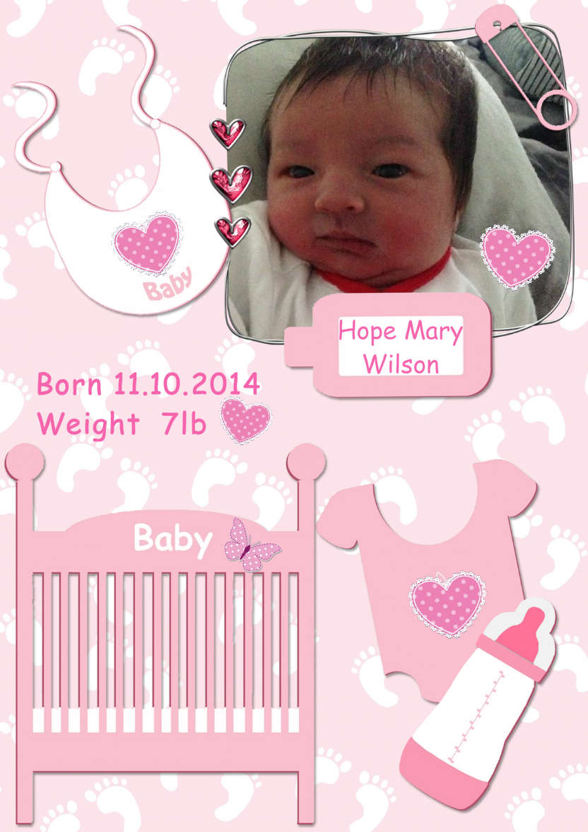 Baby Girl Aperture - card made with Crafty Bob's Card Creator