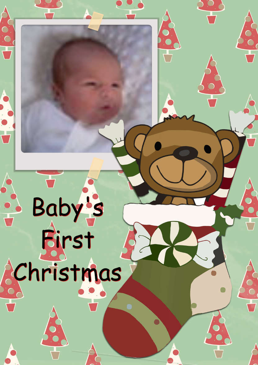 Baby's First Christmas Stocking - card made with Crafty Bob's Card Creator