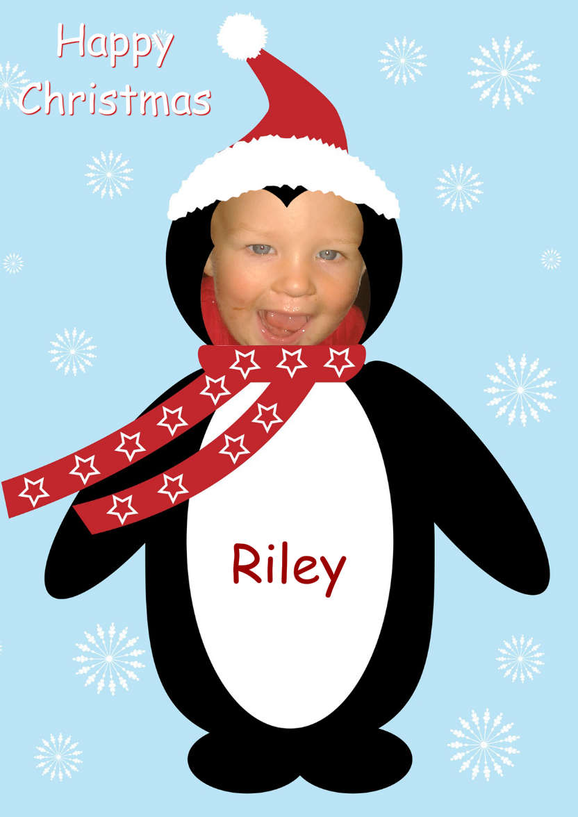 Christmas Penguin Photo Card - card made with Crafty Bob's Card Creator