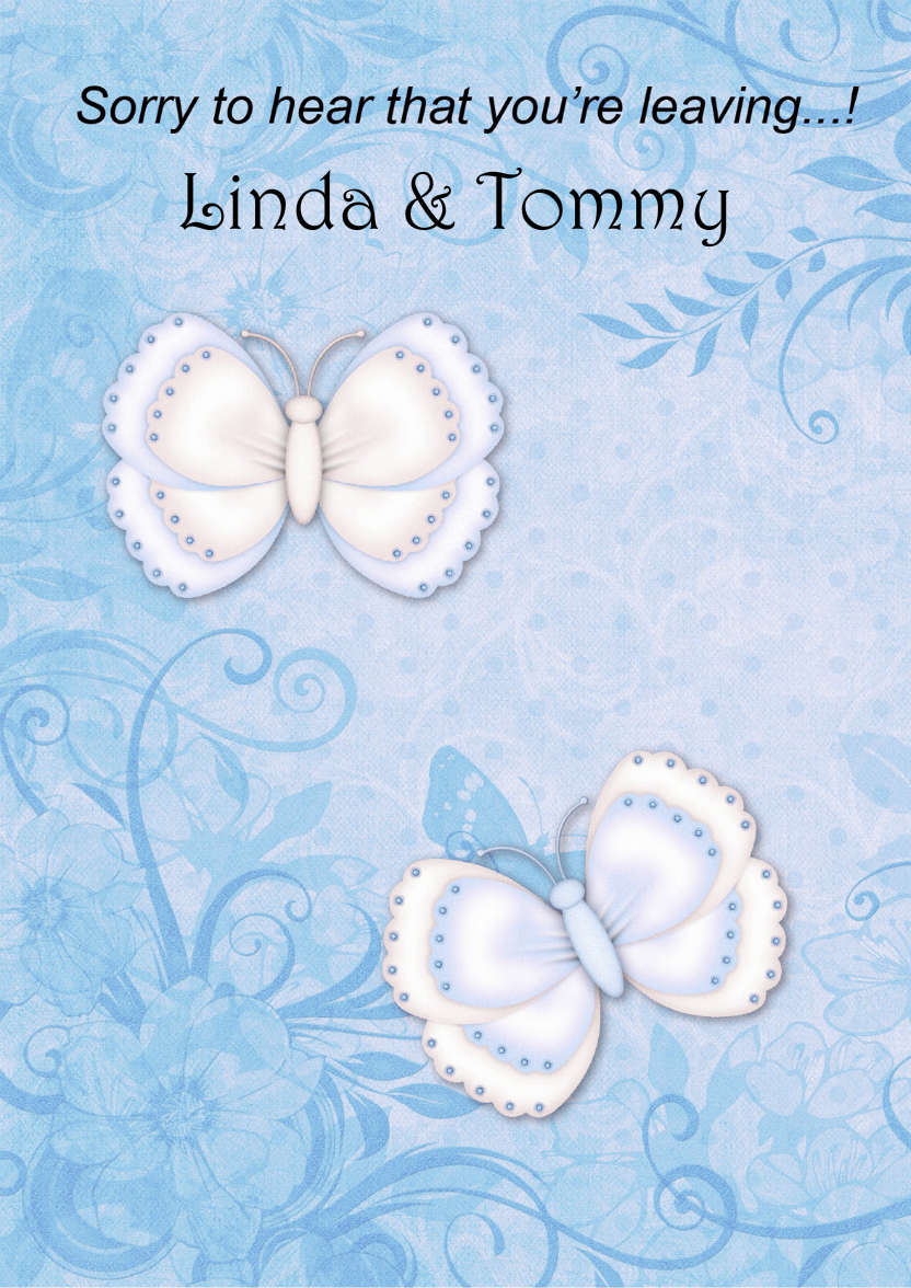 Butterfly Leaving Blue - card made with Crafty Bob's Card Creator