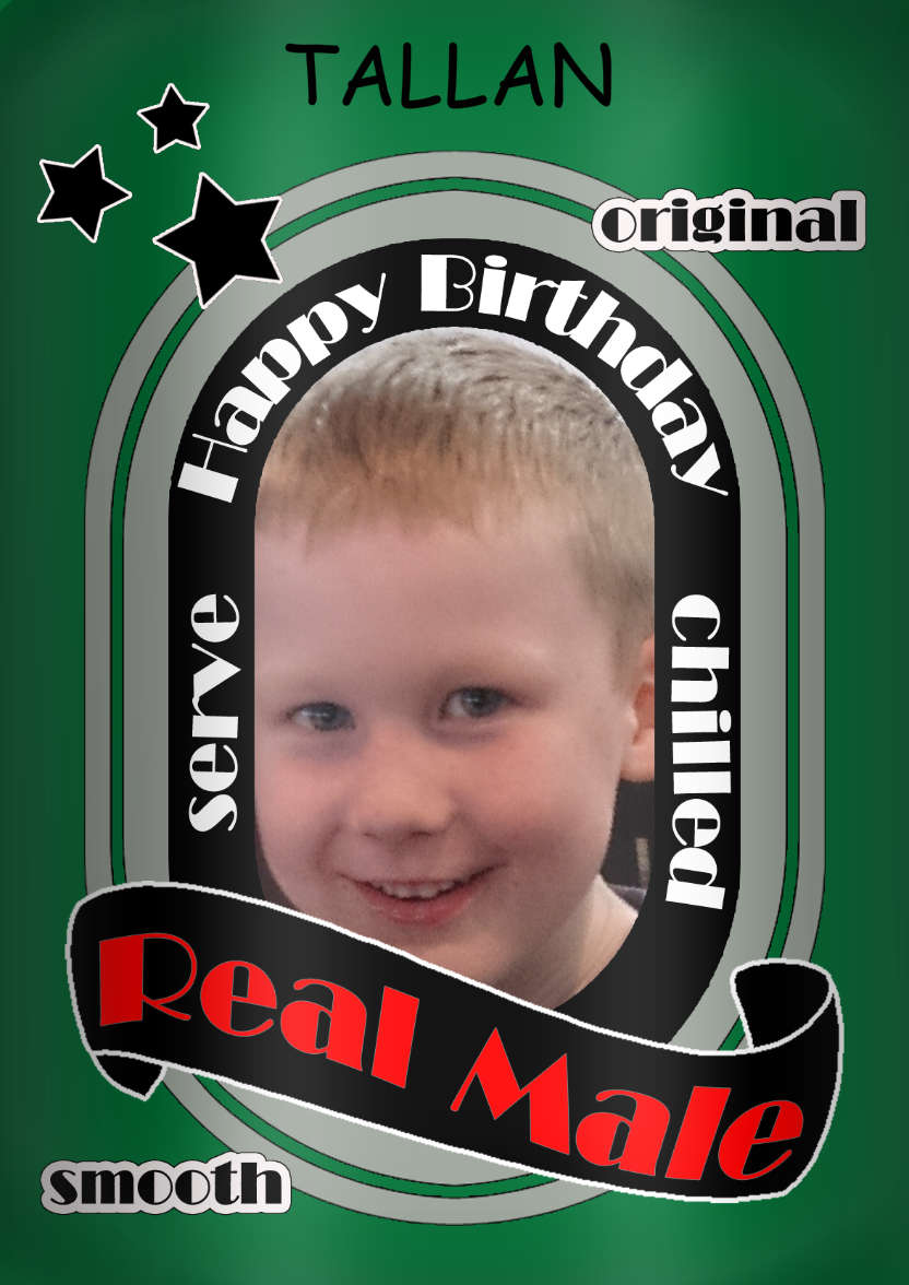 Real Male Beer Can Birthday Photo Upload Card - card made with Crafty Bob's Card Creator