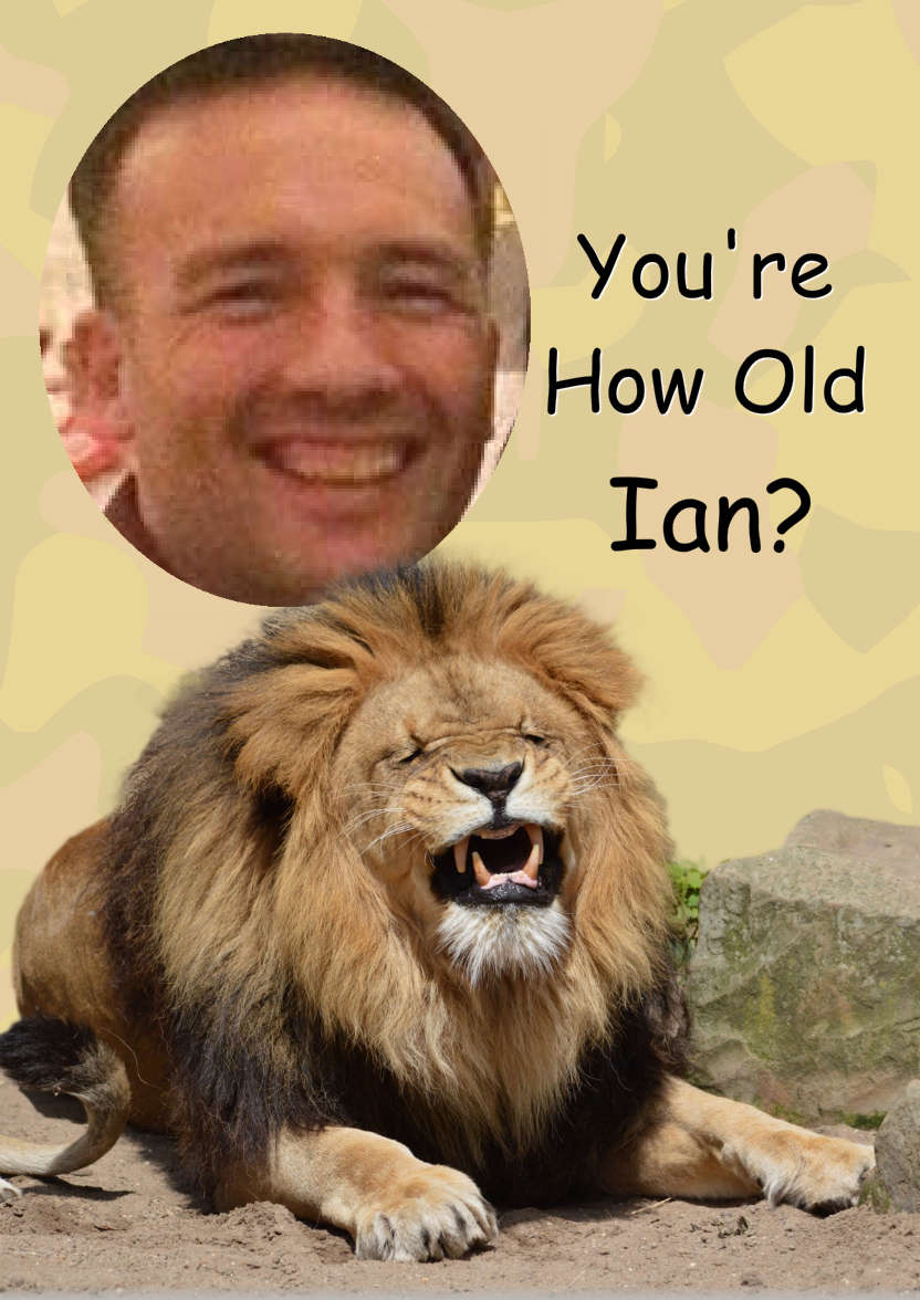 Laughing Lion Photo Card - card made with Crafty Bob's Card Creator