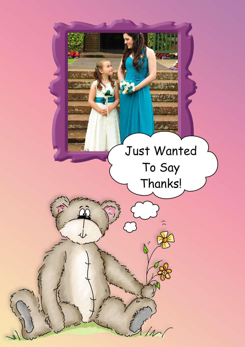 Thank You Teddy Aperture Card Front - card made with Crafty Bob's Card Creator
