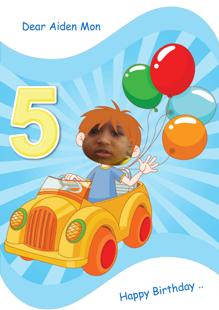Happy 5th Birthday - card made with Crafty Bob's Card Creator
