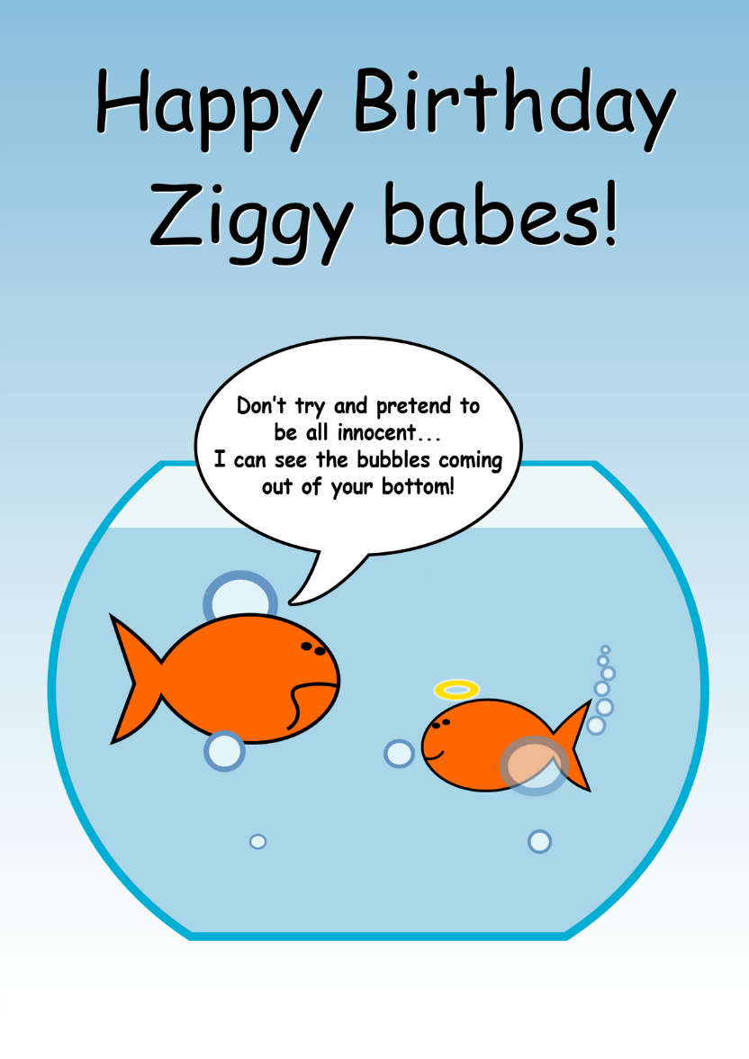 Naughty Goldfish Humorous Card - card made with Crafty Bob's Card Creator